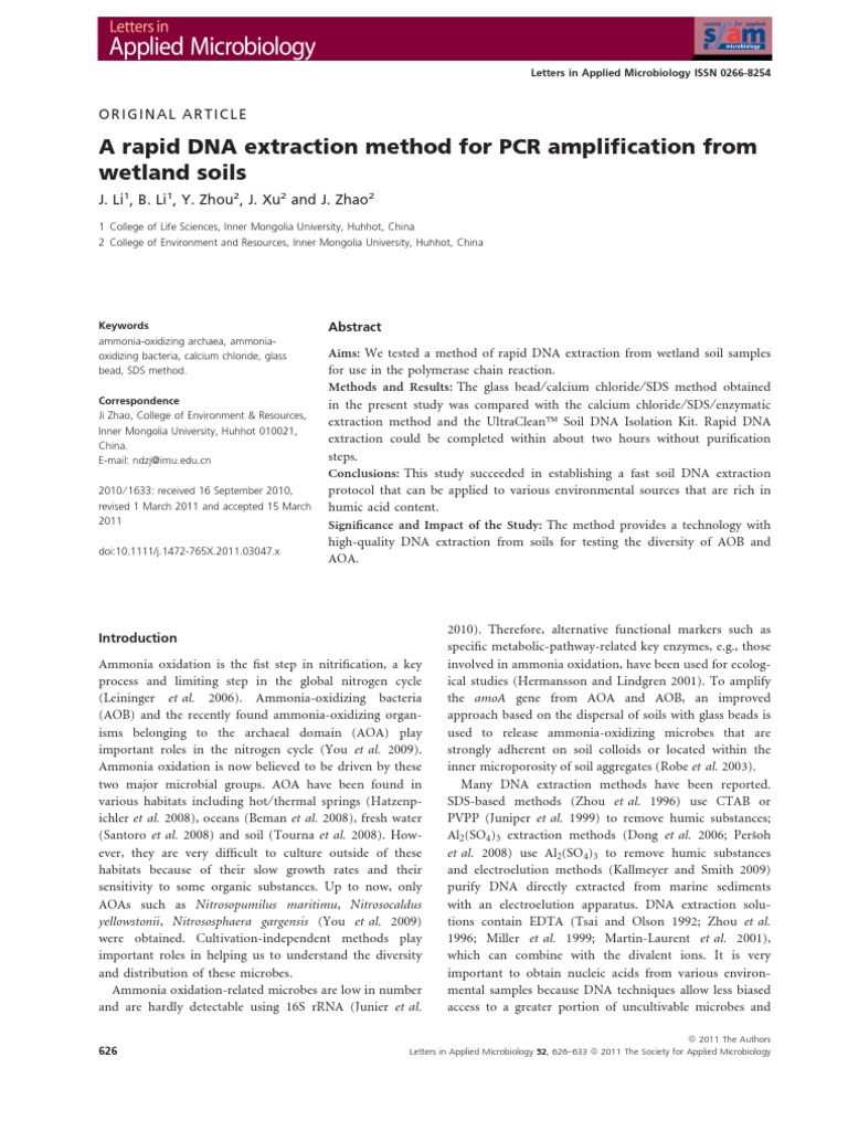A Rapid DNA Extraction Method For PCR Ampli Cation | PDF