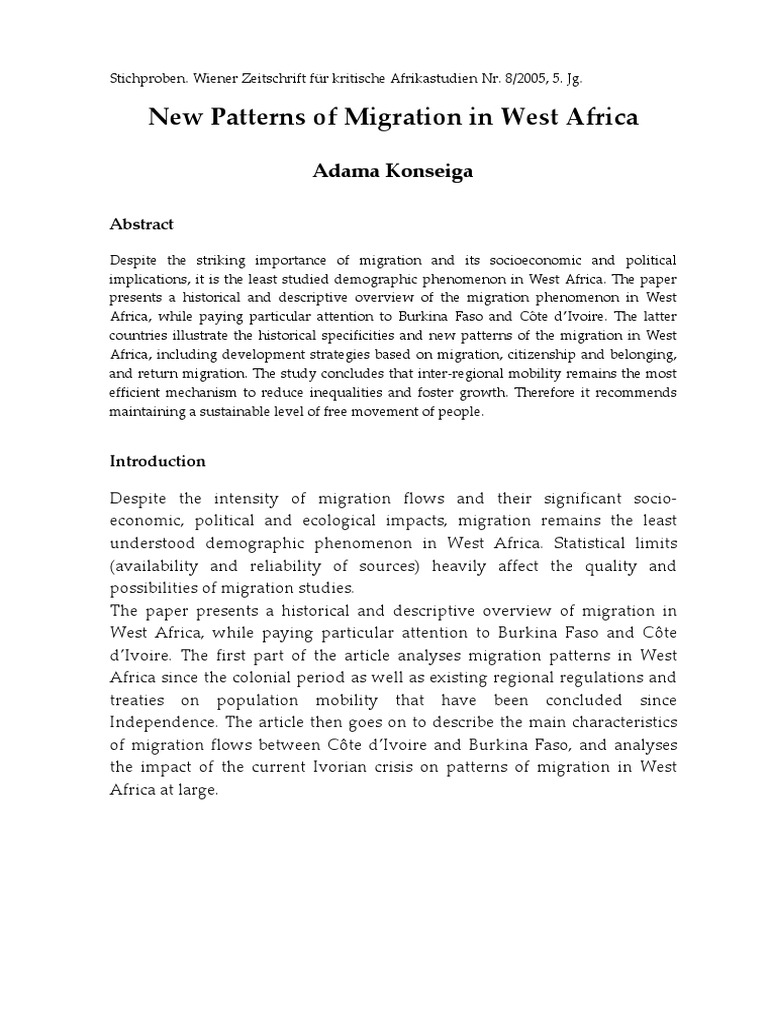 Konseiga, Adama - New Patterns of Migration in West Africa 2005 | PDF ...