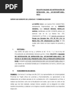 Solicito Nulidad de Notificación de Infracción Nro