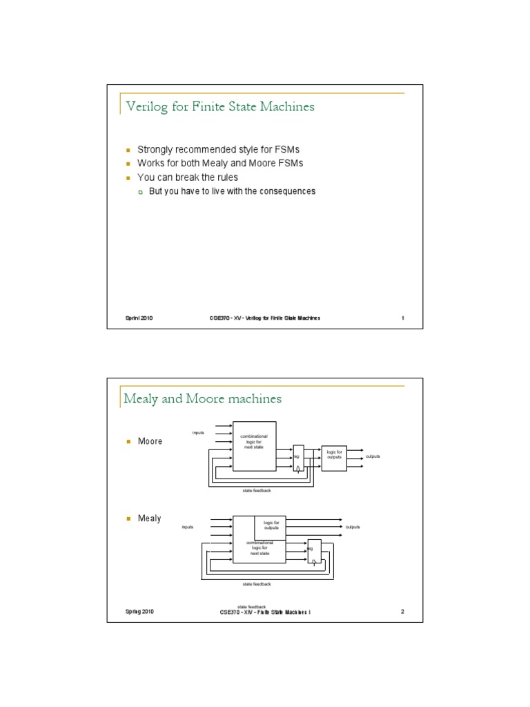 Verilog For Finite State Machines | PDF | Function (Mathematics ...
