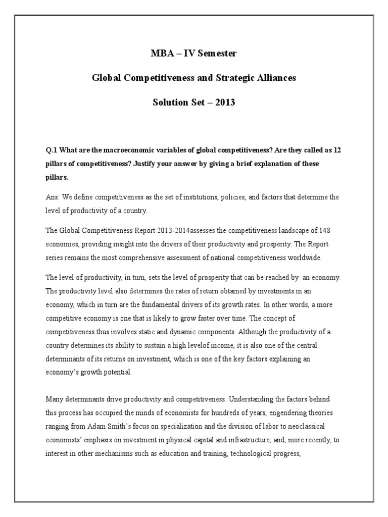 GCSA Questions PDF Competitiveness Competitive Advantage