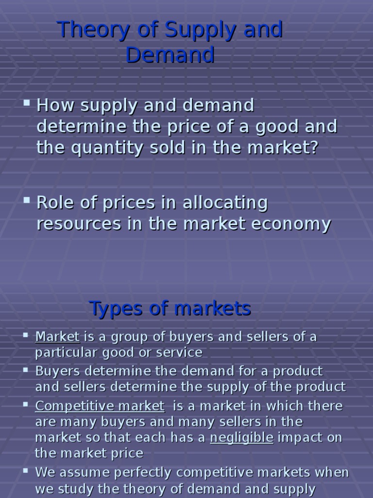 Theory of Supply and Demand PDF Supply (Economics) Supply And Demand