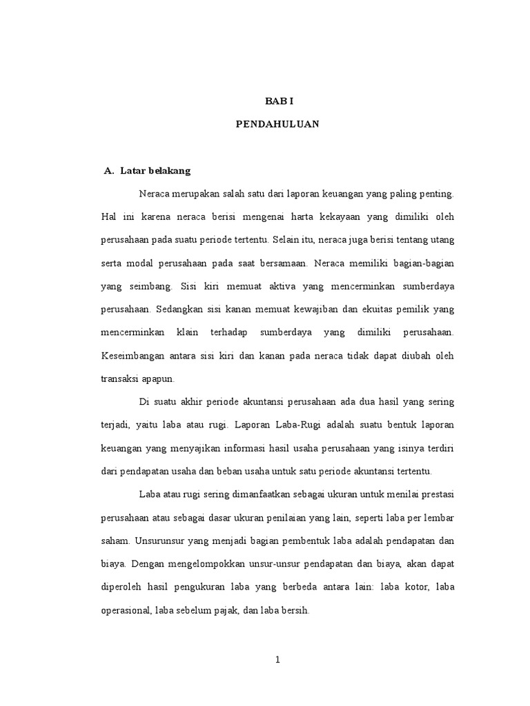 Makalah Neraca Dan Laporan Rugi Laba