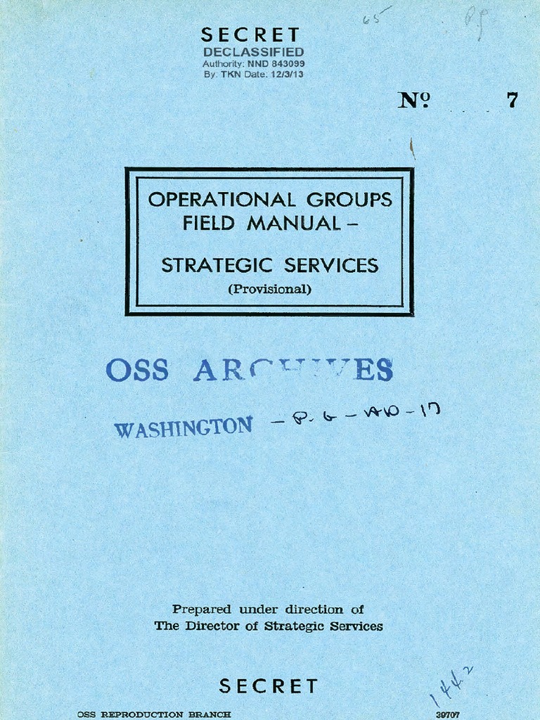OSS Operational Groups Field Manual | PDF | Office Of Strategic ...