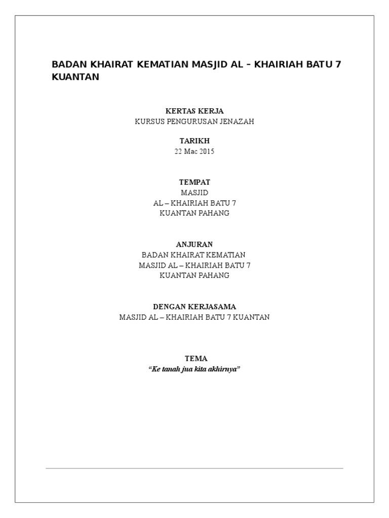 Kertas Kerja Kursus Pengurusan Jenazah  PDF