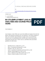 Ba 370 (Employment Law) All Case Analyses and Course Project
