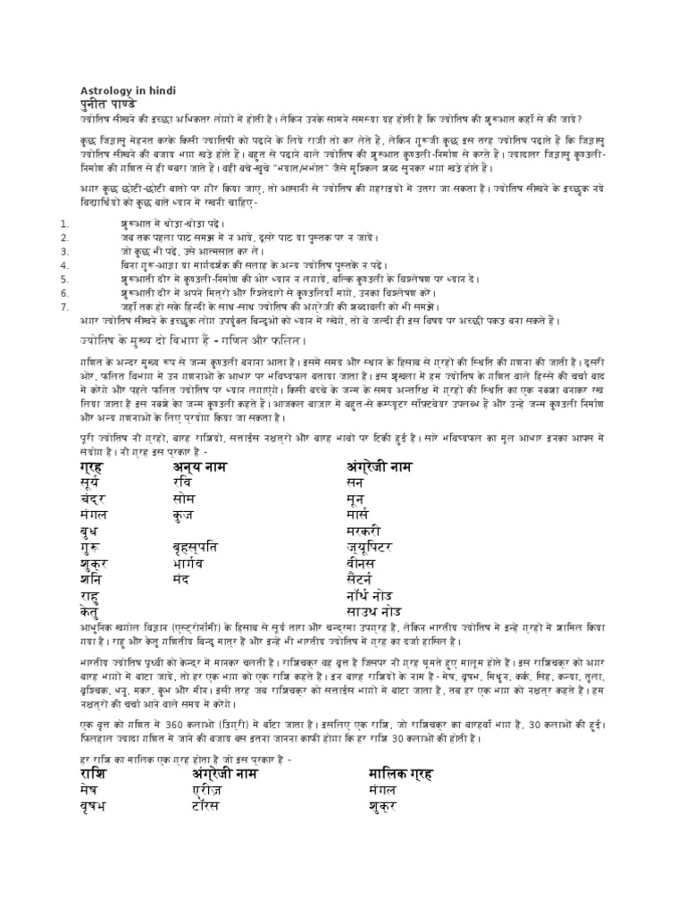 Learn Astrology In Hindi