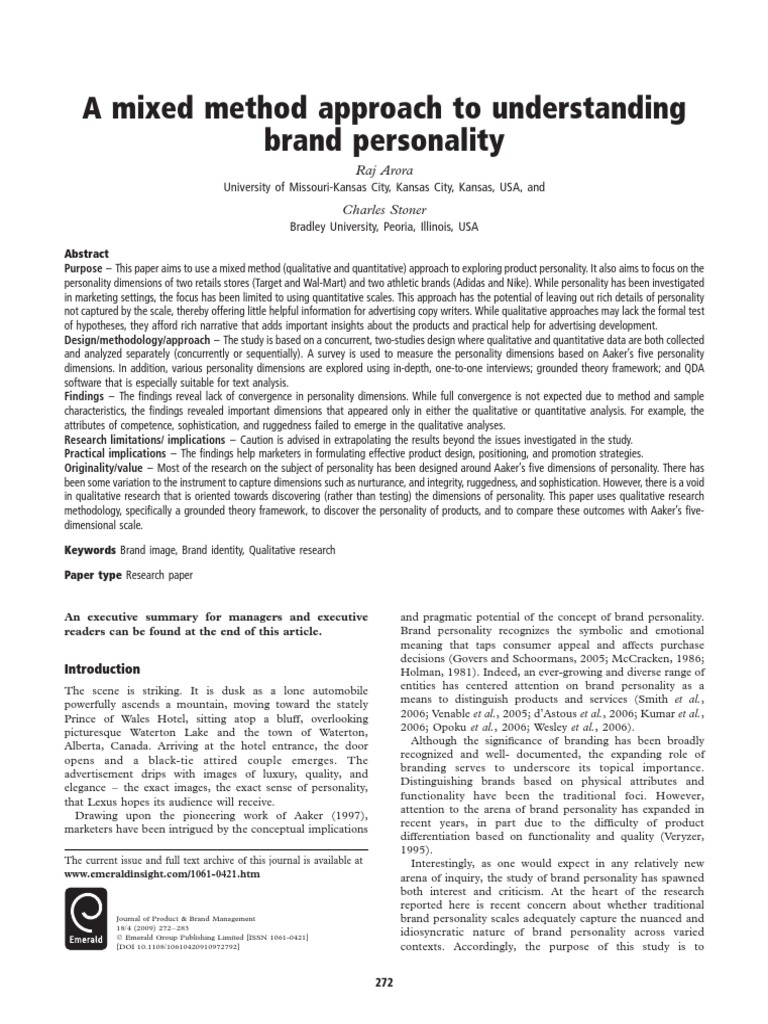 A Mixed Method Approach To Understanding Brand Personality PDF | PDF ...