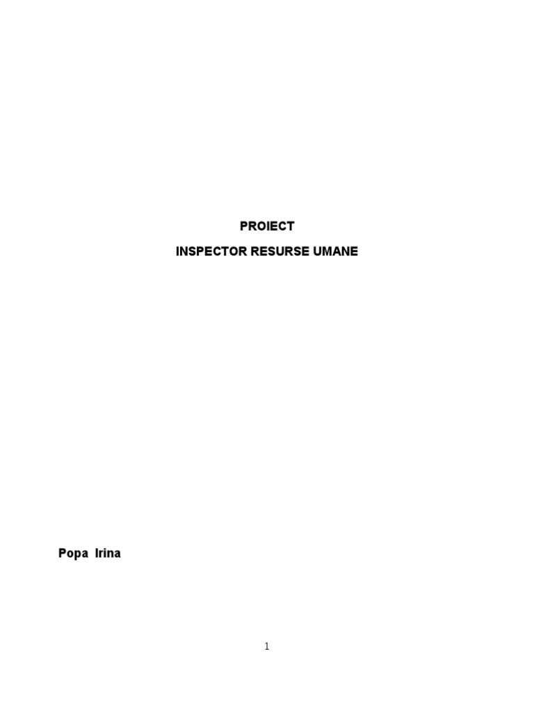 Proiect Inspector Resurse Umane | PDF