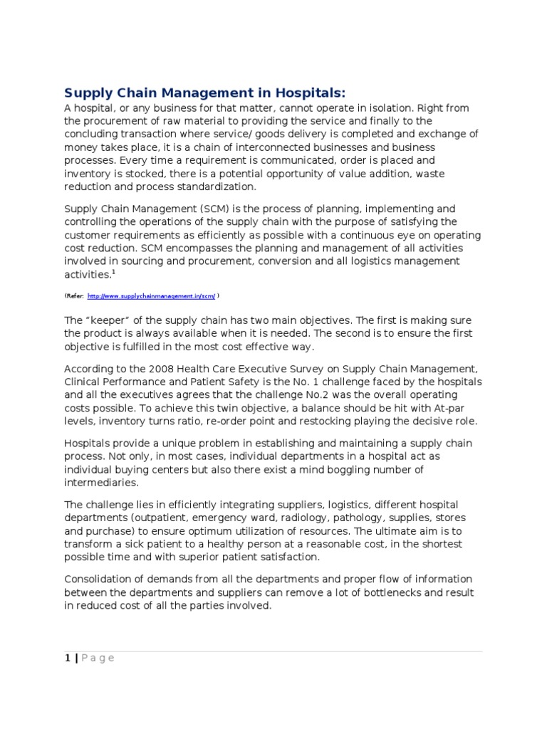 Hospital Supply Chain Management Overview | PDF | Inventory | Supply Chain