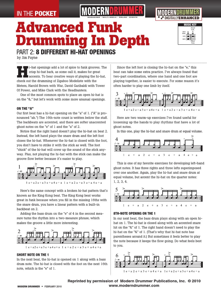 In The POCKET Feb 2010 Jim Payne's Funk Grooves | PDF | Drum Kit ...