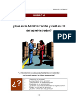 UNIDAD VI La Administraci+ N y El Rol Del Administrador