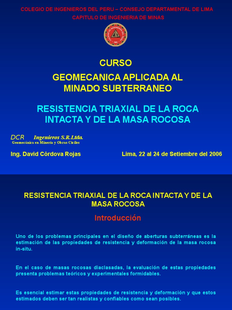 Capitulo - 4 Resistencia Masa Rocosa | PDF | Falla (geología) | Materiales