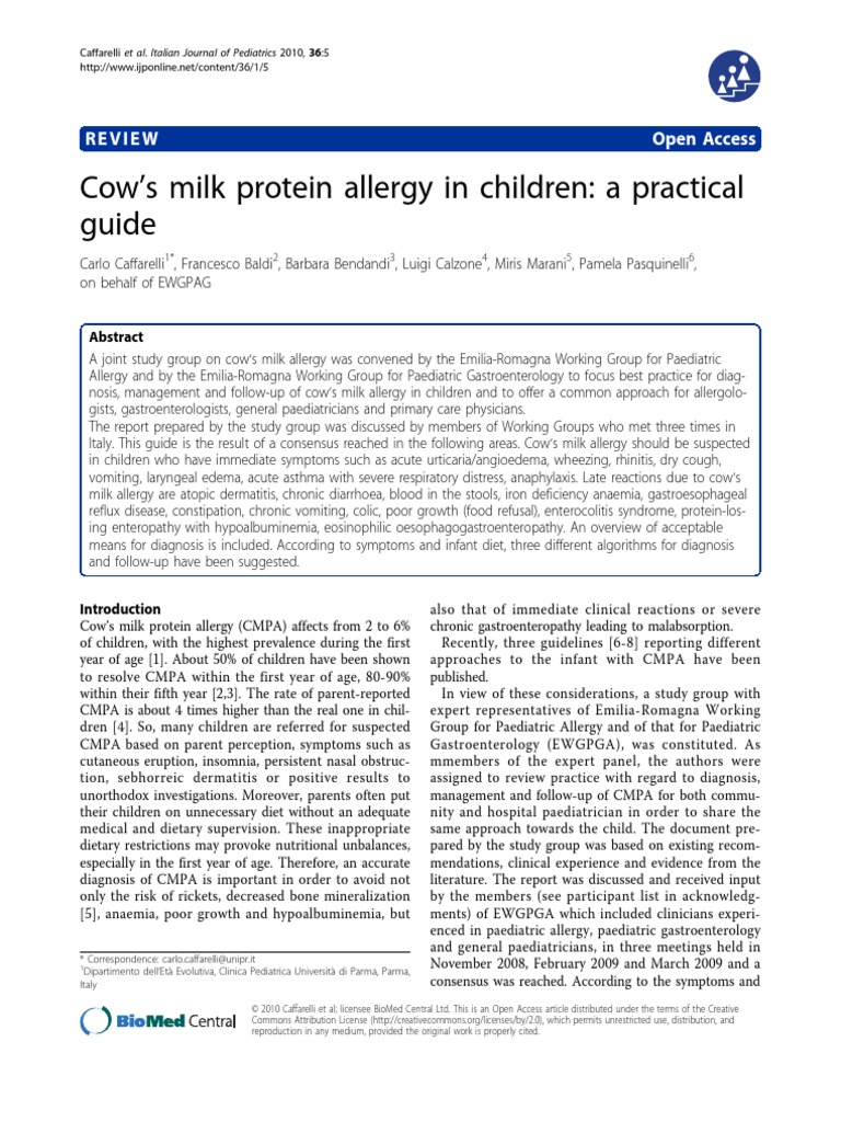 Milk Protein Allergy Allergy Dermatitis
