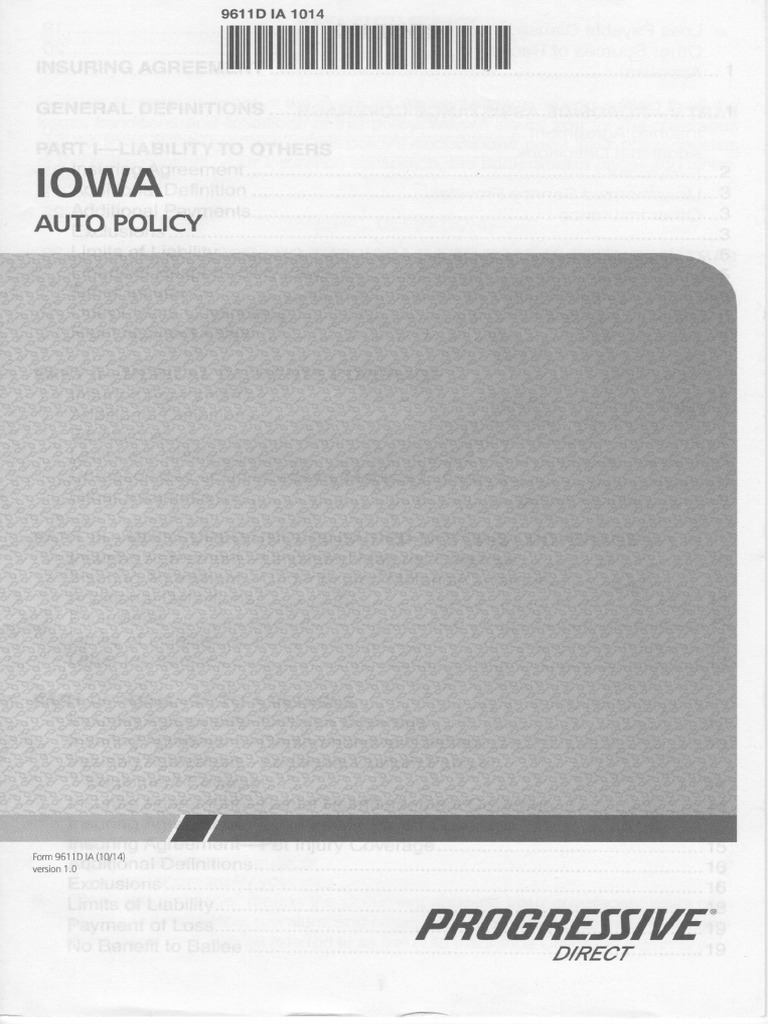 Iowa Auto Insurance Policy Overview | PDF | Health Insurance Coverage ...