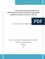 Modelación Del Transporte de Sedimentos en Ríos. Ejemplos de Aplicación Por El Método de Diferencias Finitas en Excel y Matlab PDF