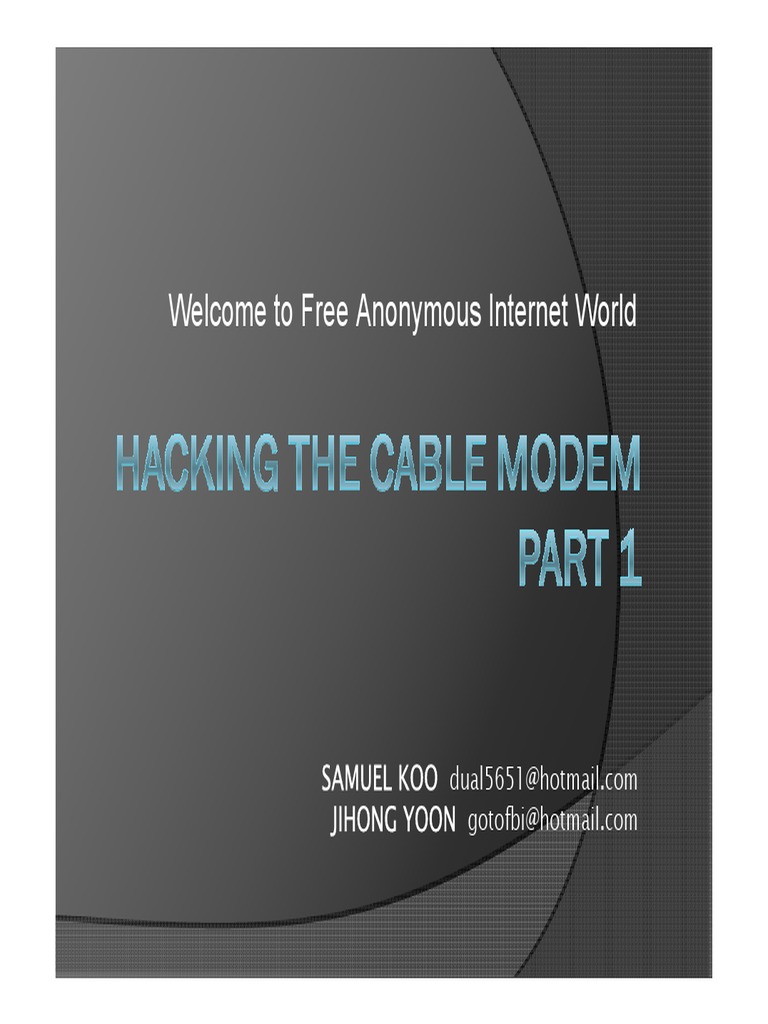 Dugo Hack Cable Modem PDF Networking Standards Cyberspace