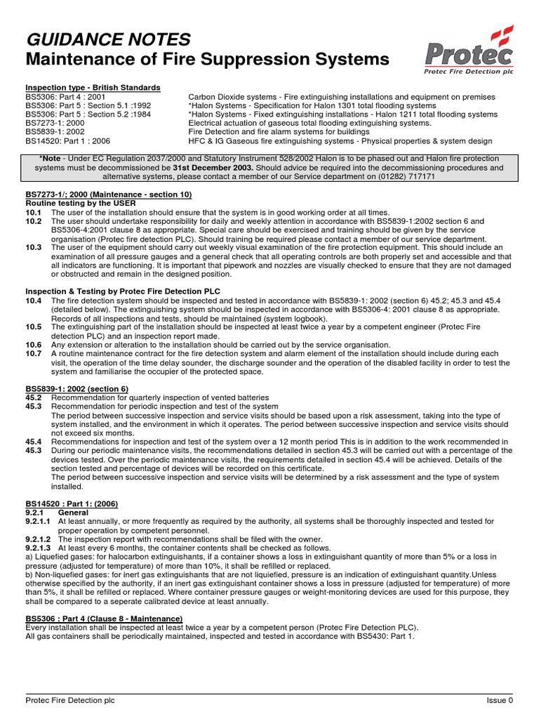 Fire Suppression System Maintenance Guide | PDF | Firefighting | Gases