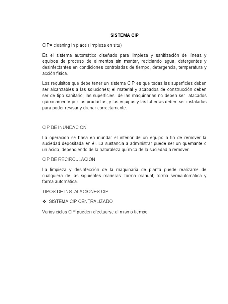 Sistema Cip | PDF | Detergente | Agua