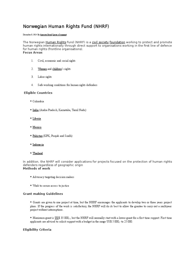 Norwegian Human Rights Fund Overview | PDF | Social Science
