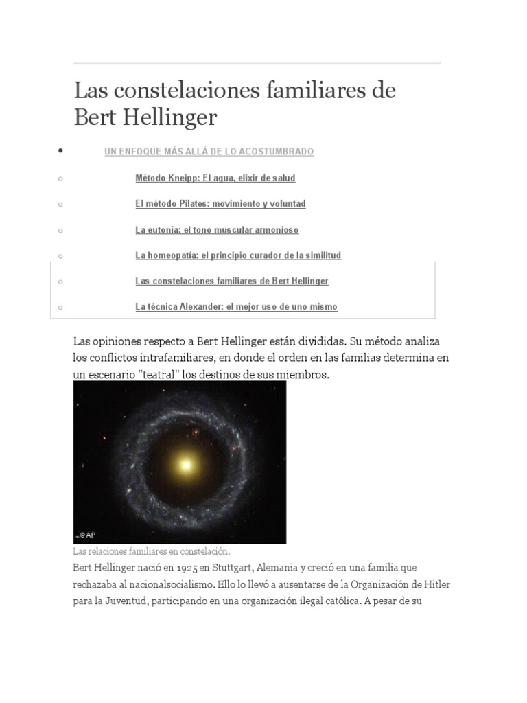 Las Constelaciones Familiares de Bert Hellinger | PDF | Familia | Amor