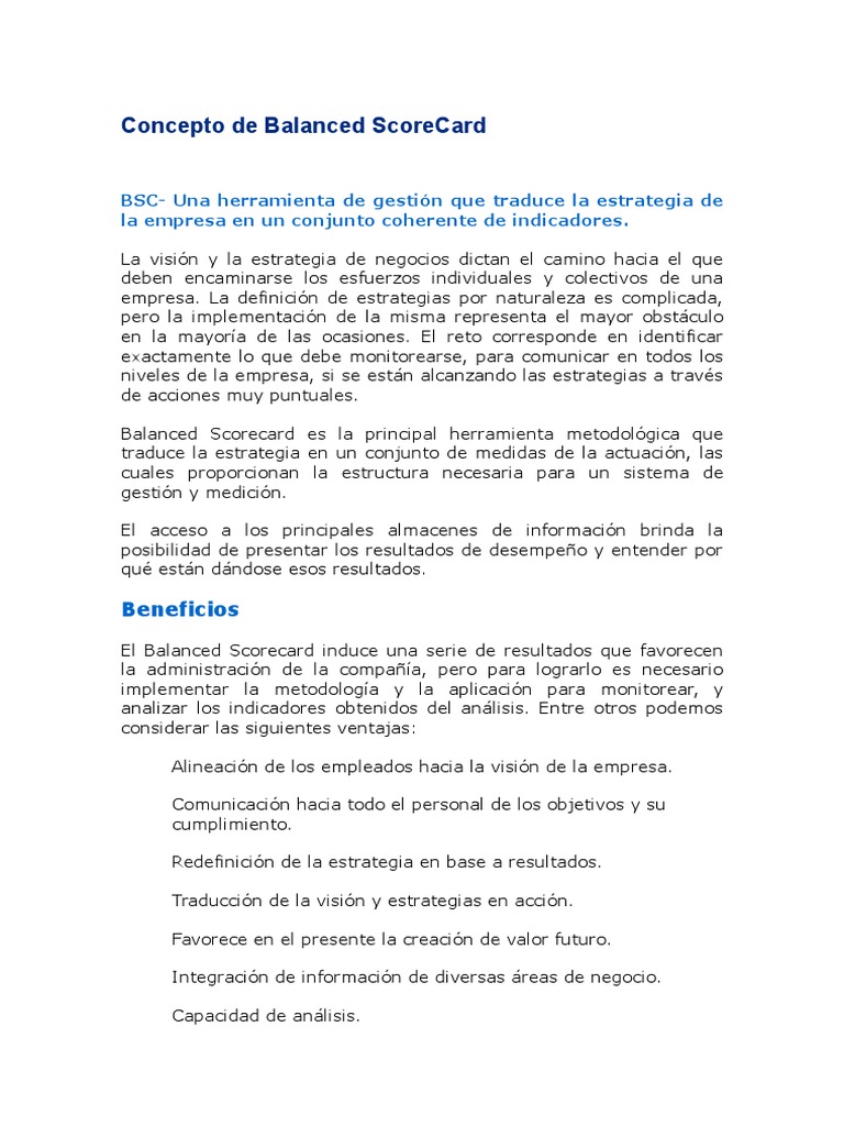 Concepto de Balanced ScoreCard | PDF | Crecimiento personal y profesional