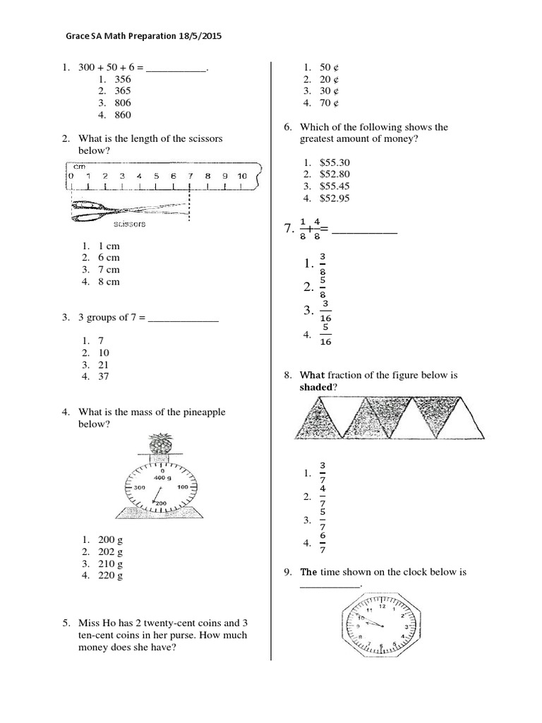 Primary 2 Math Practice Questions | PDF | Teaching Mathematics | Foods