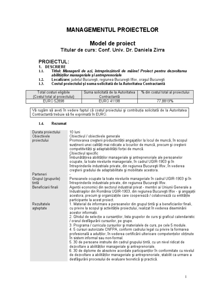 Model de Proiect | PDF