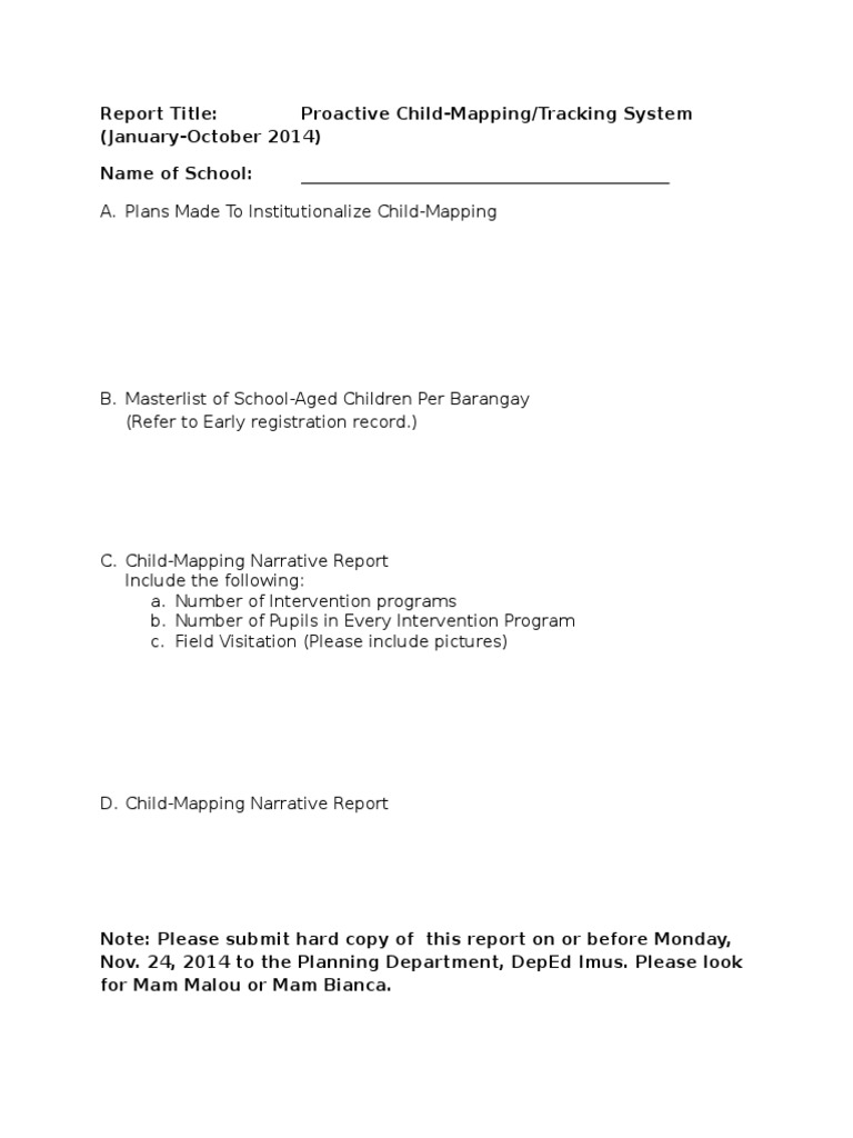 Child Mapping Tracking Report 2014 | PDF