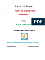 Title of The Project: Study of Videocon Company