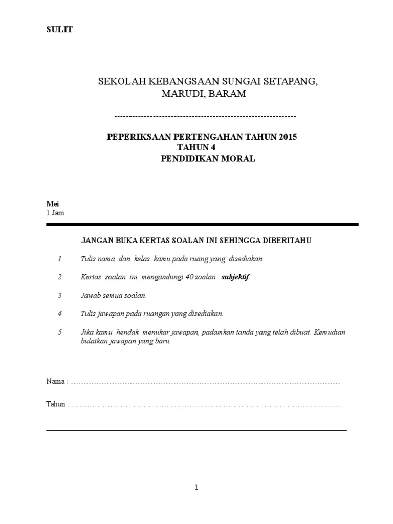 Pendidikan Moral Tahun 4 Pdf