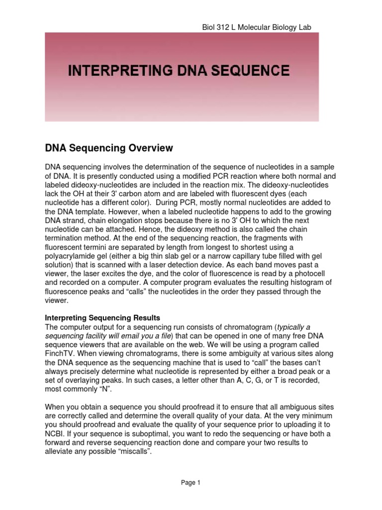 Interpreting DNA Sequence | PDF | Teaching Methods & Materials ...