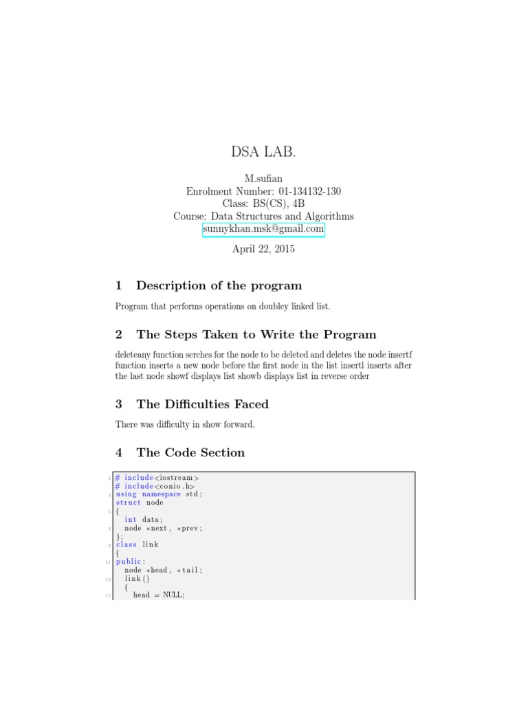 Dsa lab 1 description of the program pdf software engineering