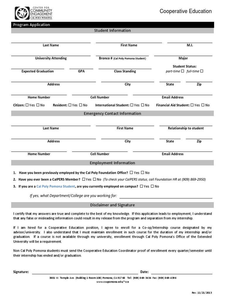 Program Application: Student Information | PDF
