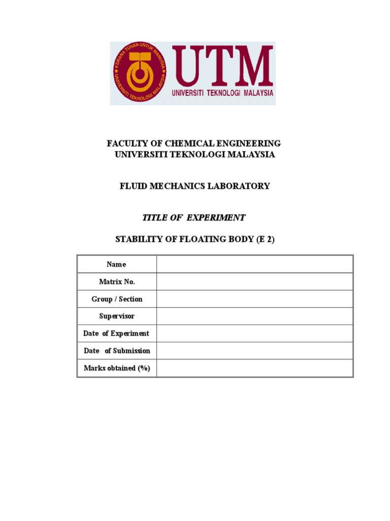 Stability of Floating Body Experiment | PDF | Center Of Mass | Physics
