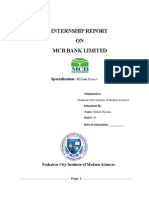 Internship Report ON MCB Bank Limited: Specialization