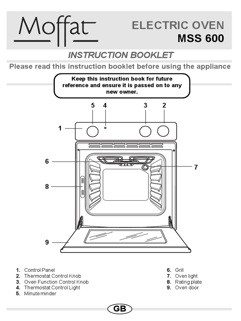 Moffat SS600 Manual Thermostat Oven