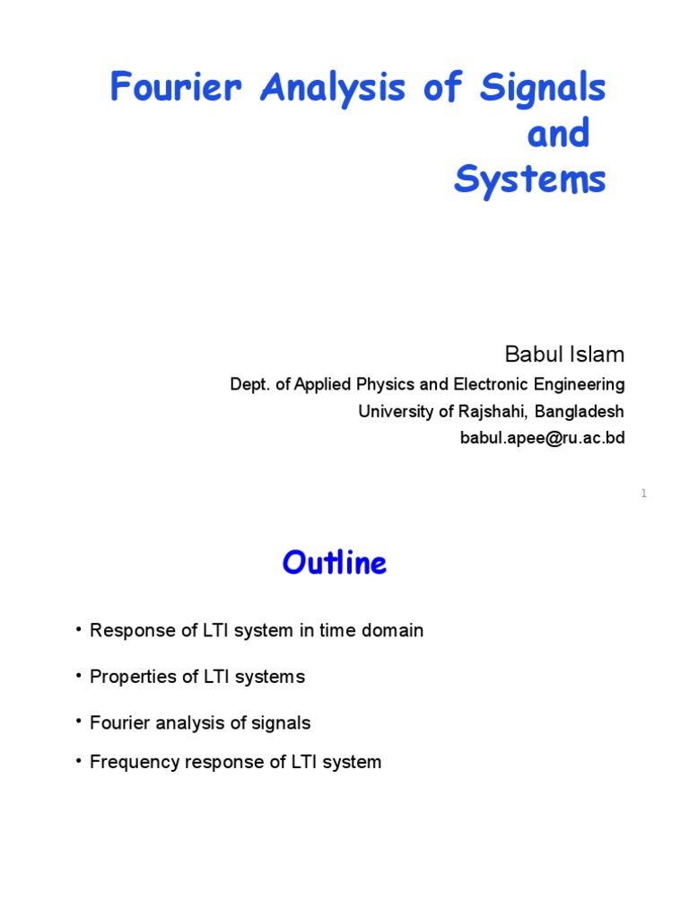 Fourier Analysis of LTI Systems | PDF | Spectral Density | Signal ...