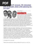 MS Wants SLFP Renewal, MR Interested Only in Himself, What Is RW Planning For The UNP