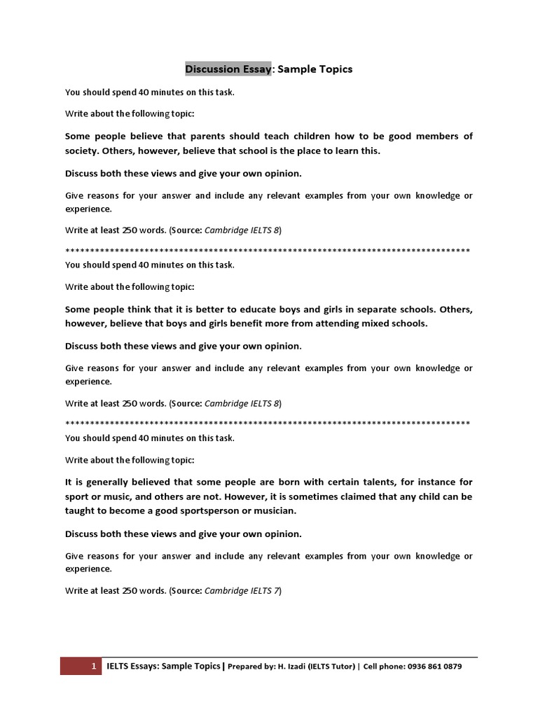 discussion essay samples