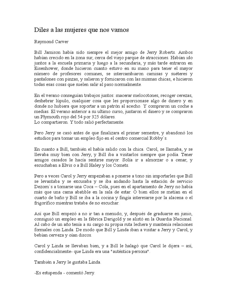 CARVER Diles A Las Mujeres Que Nos Vamos PDF Ocio Naturaleza