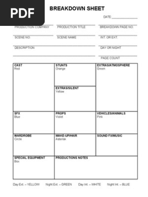 Breakdown Sheet (Template)