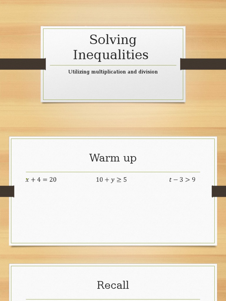 Solving Inequalities with Multiplication | PDF