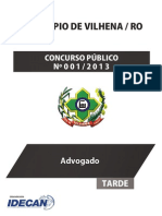 Prefeitura de Vilhena/RO - Prova - Superior - Advogado