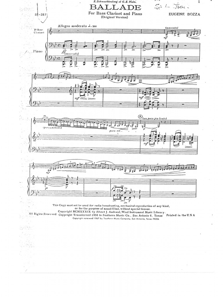 Bozza ballade outlet bass clarinet