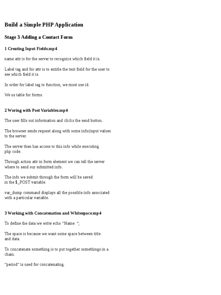 Build A Simple PHP Application: Stage 3 Adding A Contact Form | PDF ...