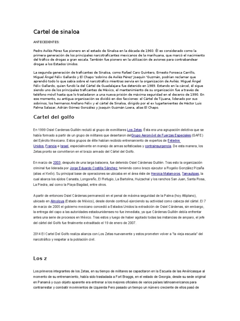 Cartel de Sinaloa | PDF | Cartel de Sinaloa | Ley de control de drogas