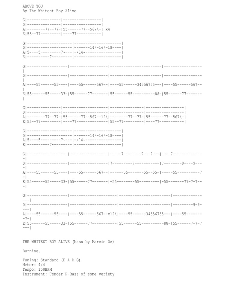 The Whitest Boy Alive Tabs Song Structure Recorded Music