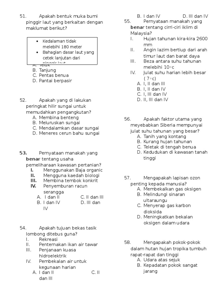 Apakah Bentuk Muka Bumi Pinggir Laut Yang Berkaitan Dengan Maklumat Berikut Pdf