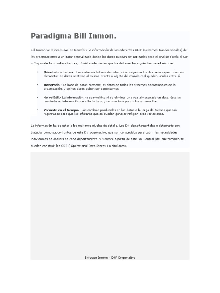 Paradigma Bill Inmon | PDF | Almacén de datos | Gestión de la información
